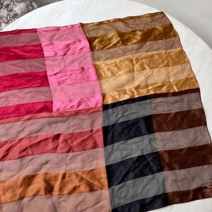 NEW! Oscar de la Renta Multicolor Silk Striped Scarf 21" x 21" NWT